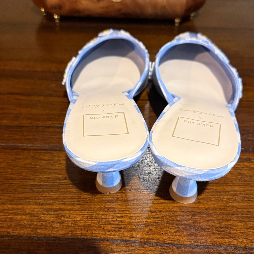 Dolce Vita x For Love and Lemons Blue and White Gingham daisy shoe. 7.5 - Picture 3 of 5